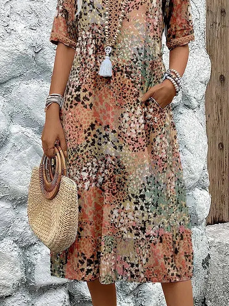 Sofia | Vestido Midi Floral Elegante con Cobertura para el Abdomen