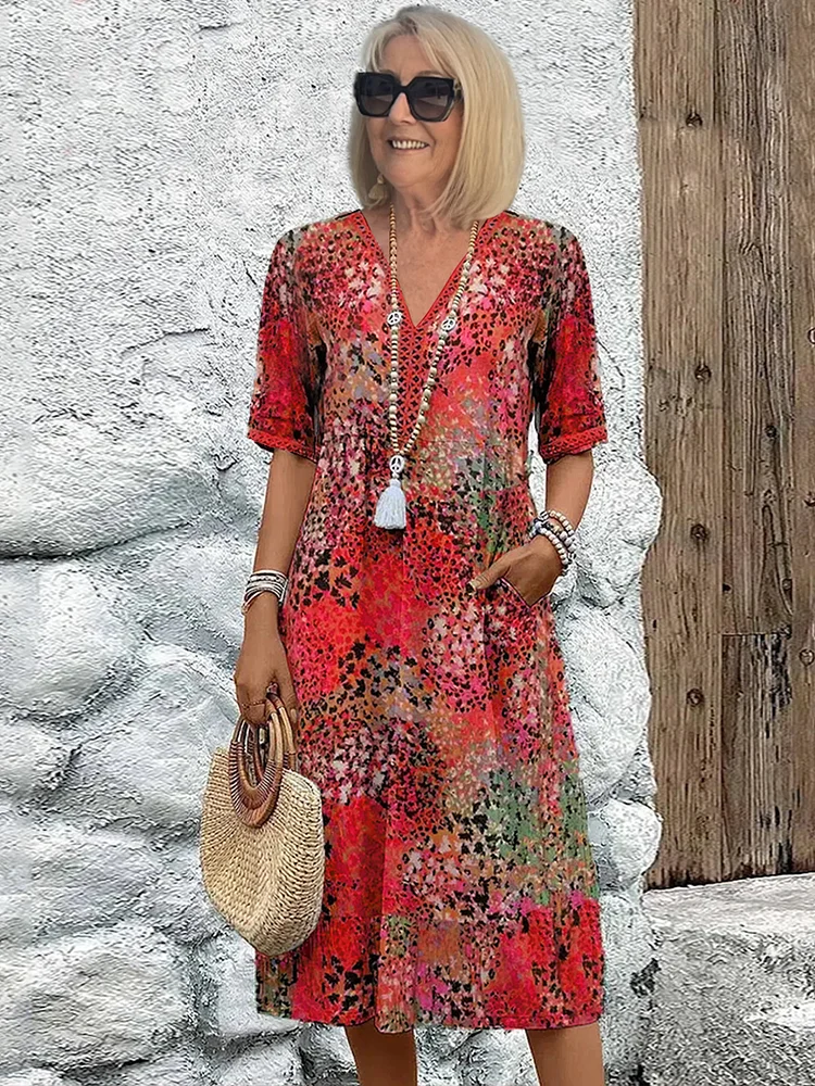 Sofia | Vestido Midi Floral Elegante con Cobertura para el Abdomen