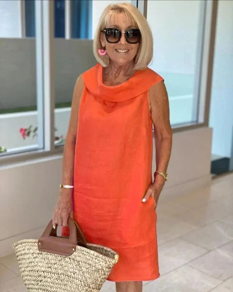 Helena | Vestido Recto Sin Mangas con Cuello Redondo